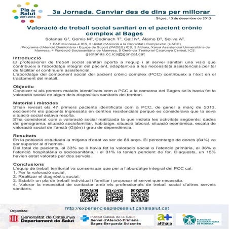 CC Valoració de treball social sanitari en el pacient crònic complex al Bages