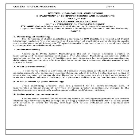 CCW332-DIGITAL MARKETING QUESTION BANK WITH ANSWERS