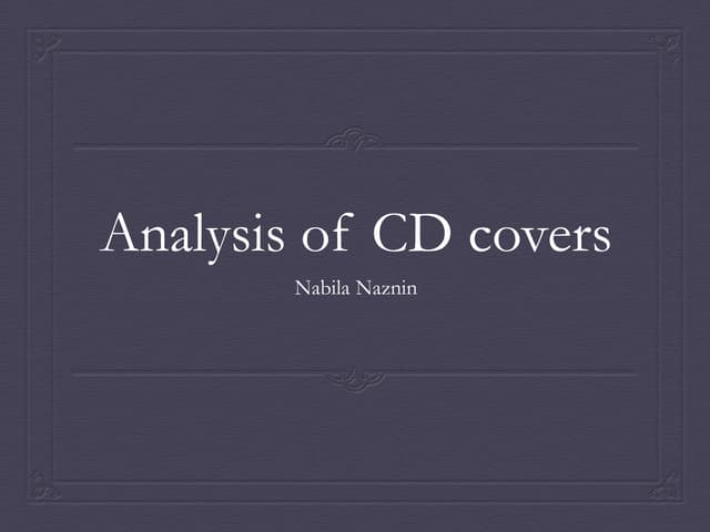 Analysis of CD's 