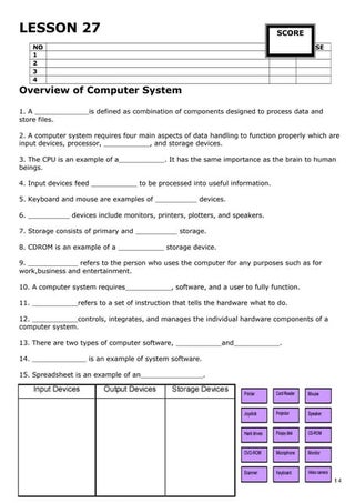 Computer Worksheet Class 8 with answers | PDF