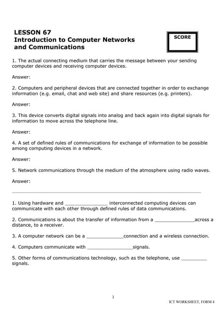 Computer Worksheet Class 8 with answers | DOCX | Internet | Computing