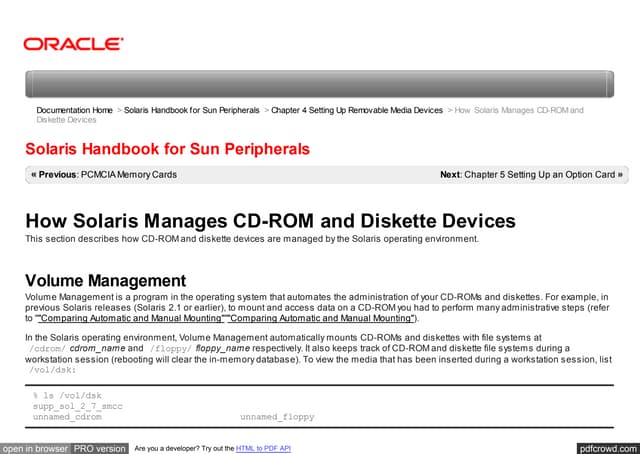 Cd rom how solaris manages cd-rom and diskette devices