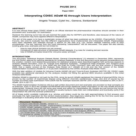 Interpreting CDISC ADaM IG through Users Interpretation