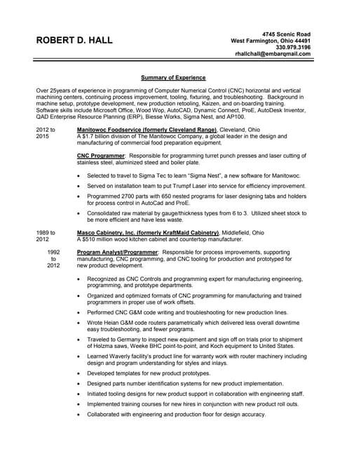 RESUME Robert Hall