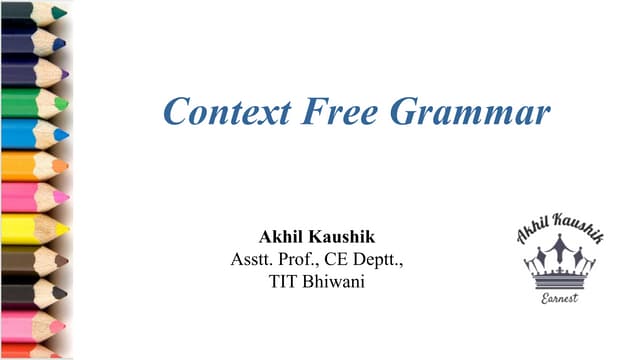 Context Free Grammar | PPT