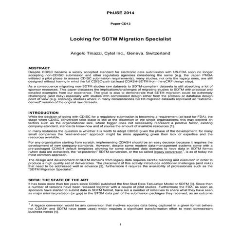 Looking for SDTM migration specialist