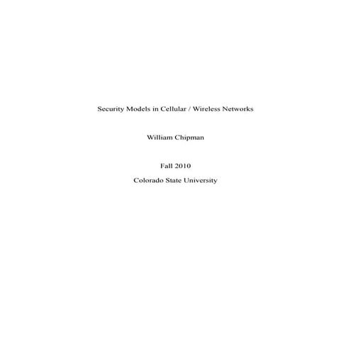 Security Models in Cellular Wireless Networks