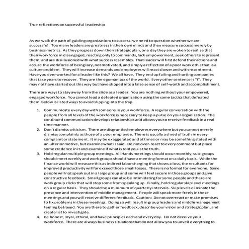 The true reflections of leadership success