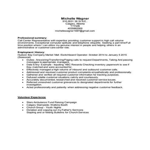 Michelle Win Resume | PDF