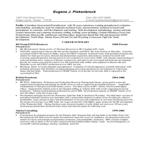E  J  Piekenbrock Resume 5-2014 Revised