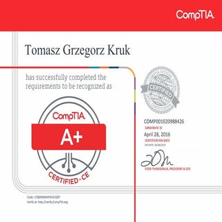 CompTIA A+ ce certificate