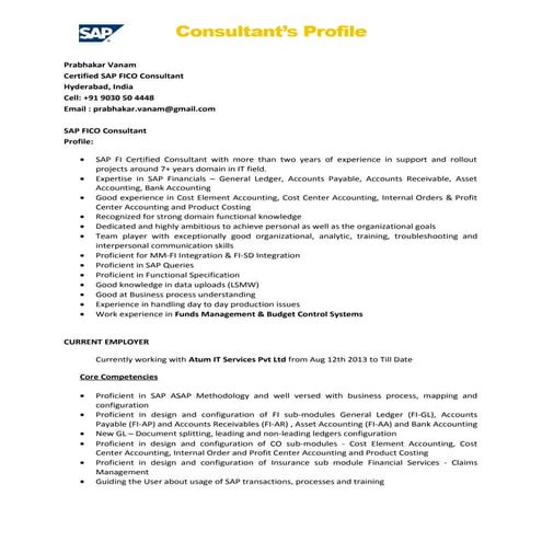 SAP FICO_Prabhakar Vanam