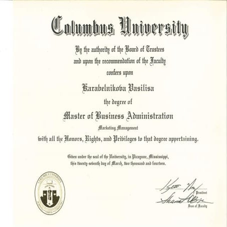 Columbus University the degree of MBA | PDF