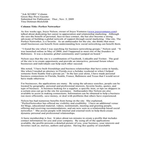 Column, Perfect Net ch