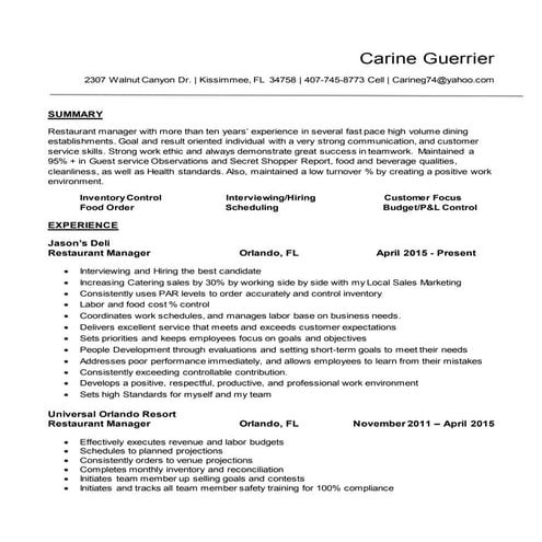 Resume - Carine