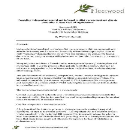 Resolution Institute paper on OO 10 September 2015