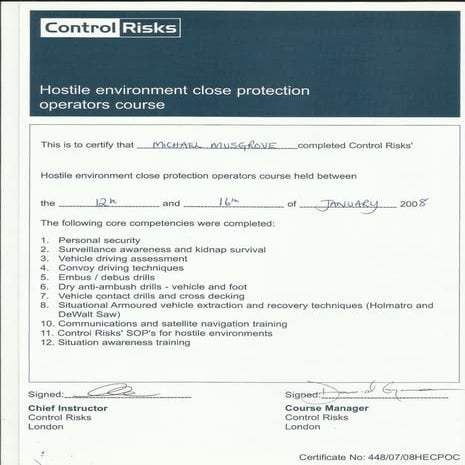 Hostile Environment Close Protection Officers course - CR | PDF