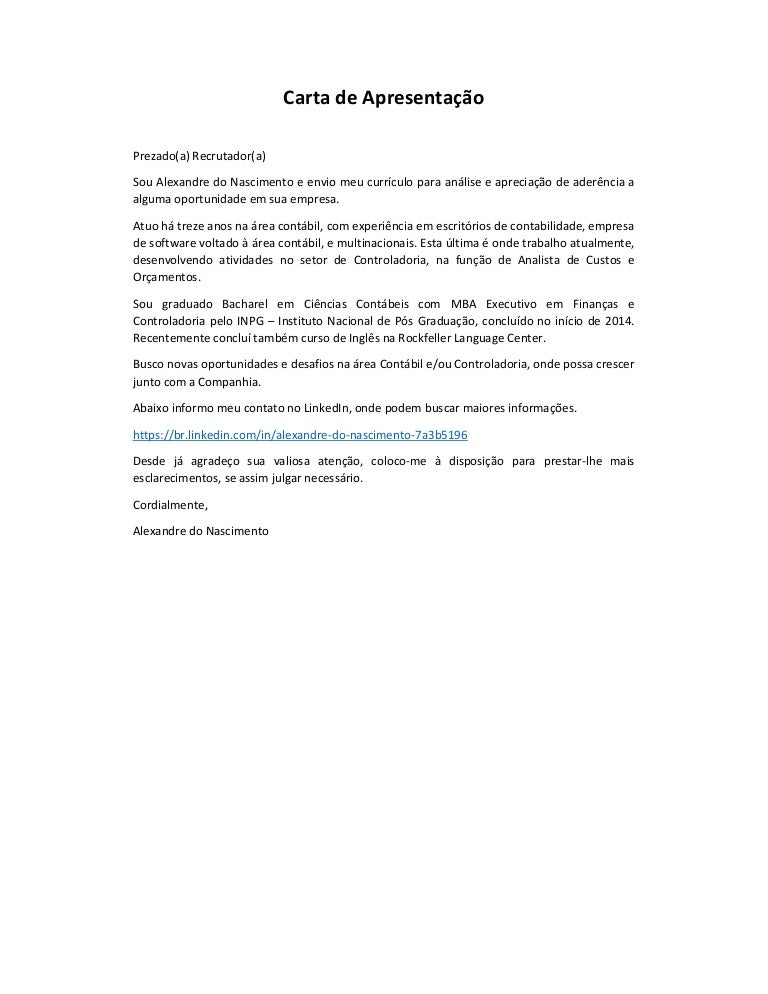 New Recepcionista Exemplos De Carta De Apresentação Image  Carta