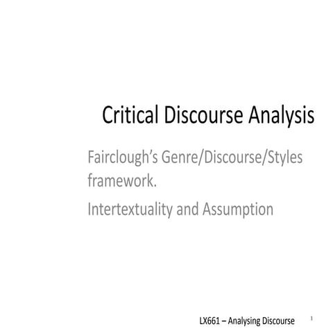 LX661 CDA - Fairclough's Framework and intertextuality