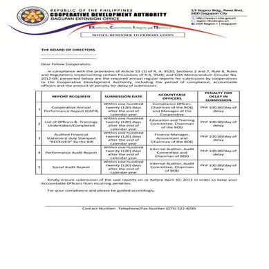 Cda Memorandum Circular no. 2012 - 09