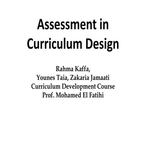 assessment in curriculum development 