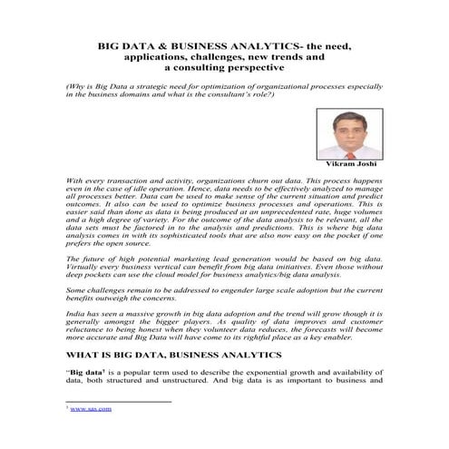 BIG DATA & BUSINESS ANALYTICS