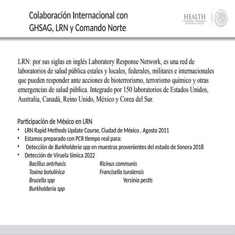 Colaboración Internacional con GHSAG, LRN y Comando Norte | PPTX