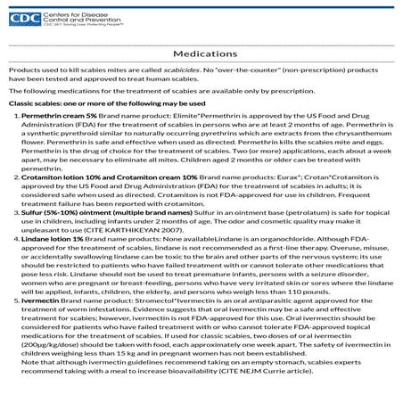 Cdc   scabies - medications