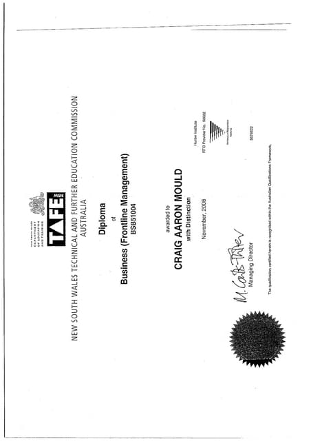 SECOND CLASS MANAGER CERTIFICATE | PDF