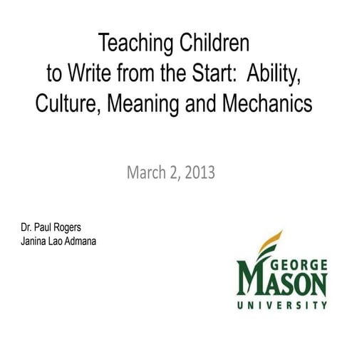 Teaching Children to Write from the Start