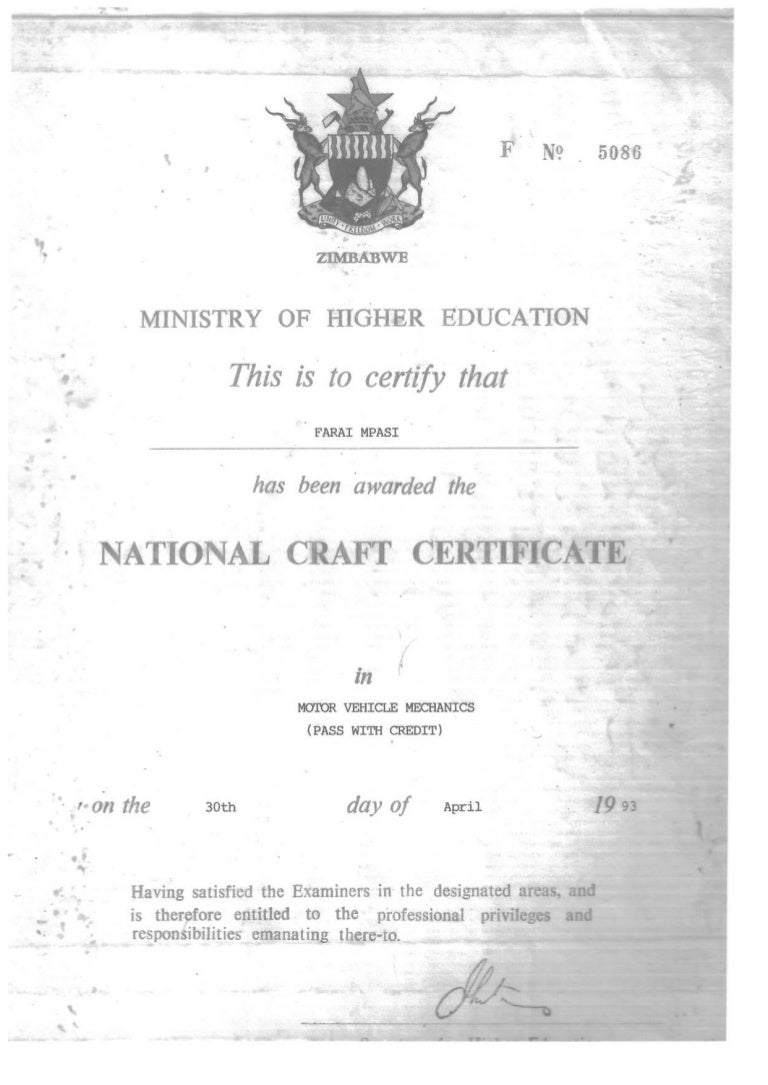 FARAI NATIONAL CRAFT CERTIFICATE MOTOR VEHICLE MECHANICS1