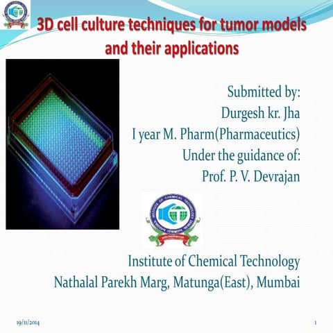 3D cell culture techniques for the tumor models
