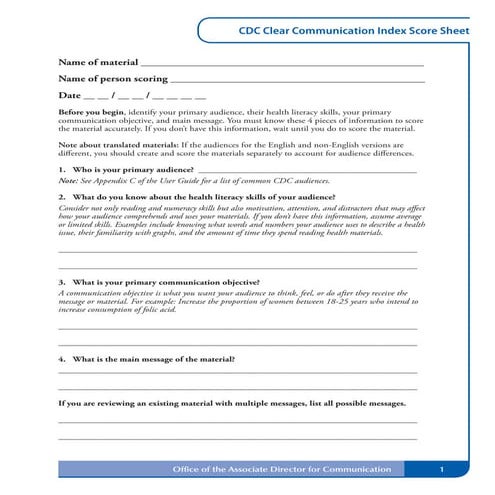 Cdc comm index score cards