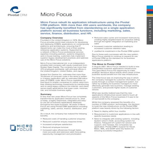 Pivotal CRM Case Study - Micro Focus 