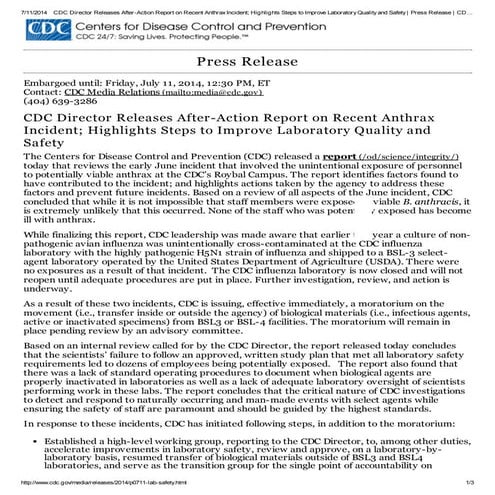 CDC - After-Action Report Anthrax Incident