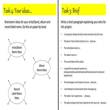 Cd cover brief and ideas