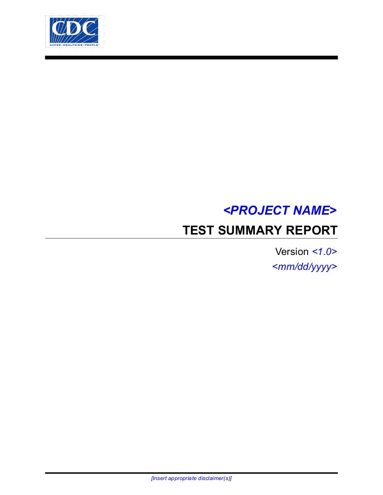 Test Summary Report Template