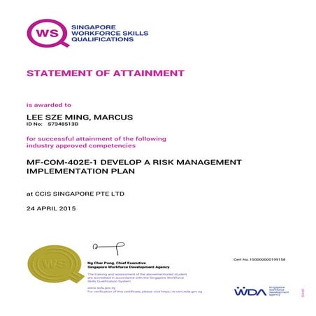 CERTIFICATE - bizSAFE LEVEL 2_DEVELOP A RISK MANAGEMENT IMPLEMENTATION PLAN_M...