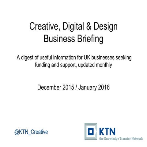 Creative, Digital & Design Business Briefing — December 2015