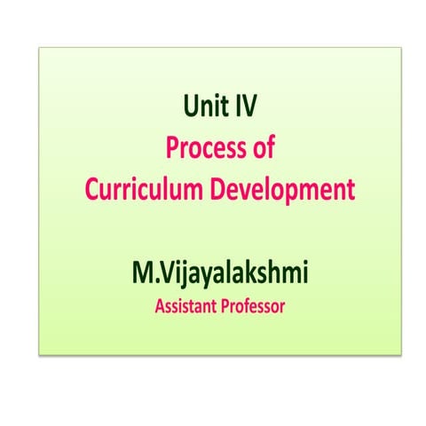 Process of Curriculum Development