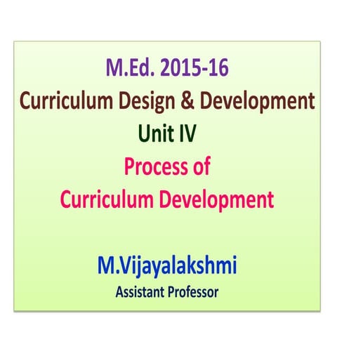 Process of Curriculum Development