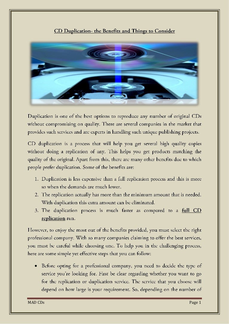 Cd duplication the benefits and things to consider