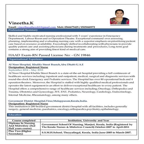 Vineetha Resume