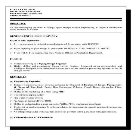 S.Kumar CV - Piping - Copy