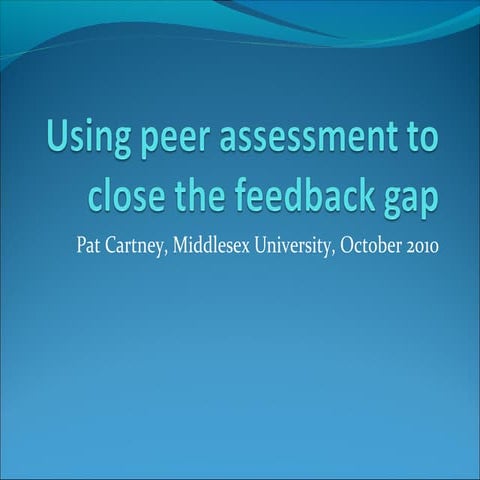RIDE 2010 presentation - Using peer assessment to close the feedback gap