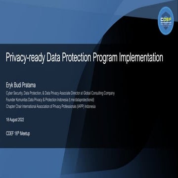 Privacy-ready Data Protection Program Implementation | PPT