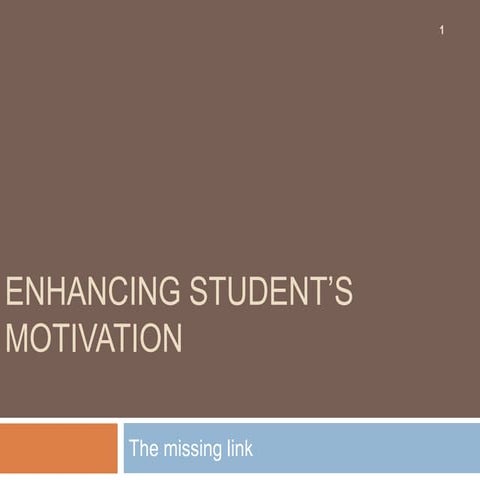 RIDE2013 presentation: Enhancing students' motivation - the missing link