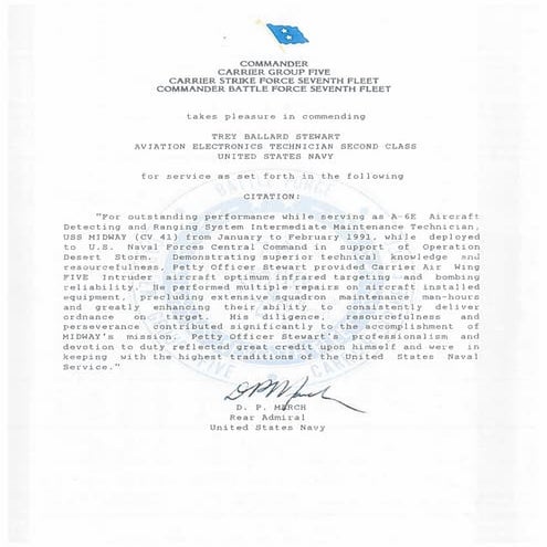 Admiral March Letter of Commendation 2 | PDF