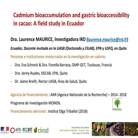 Cadmium bioaccumulation and gastric bioaccessibility in cacao: A field study ...