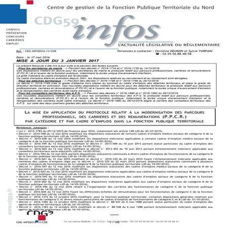 PPCR - Fonction publique territoriale, CDG Info